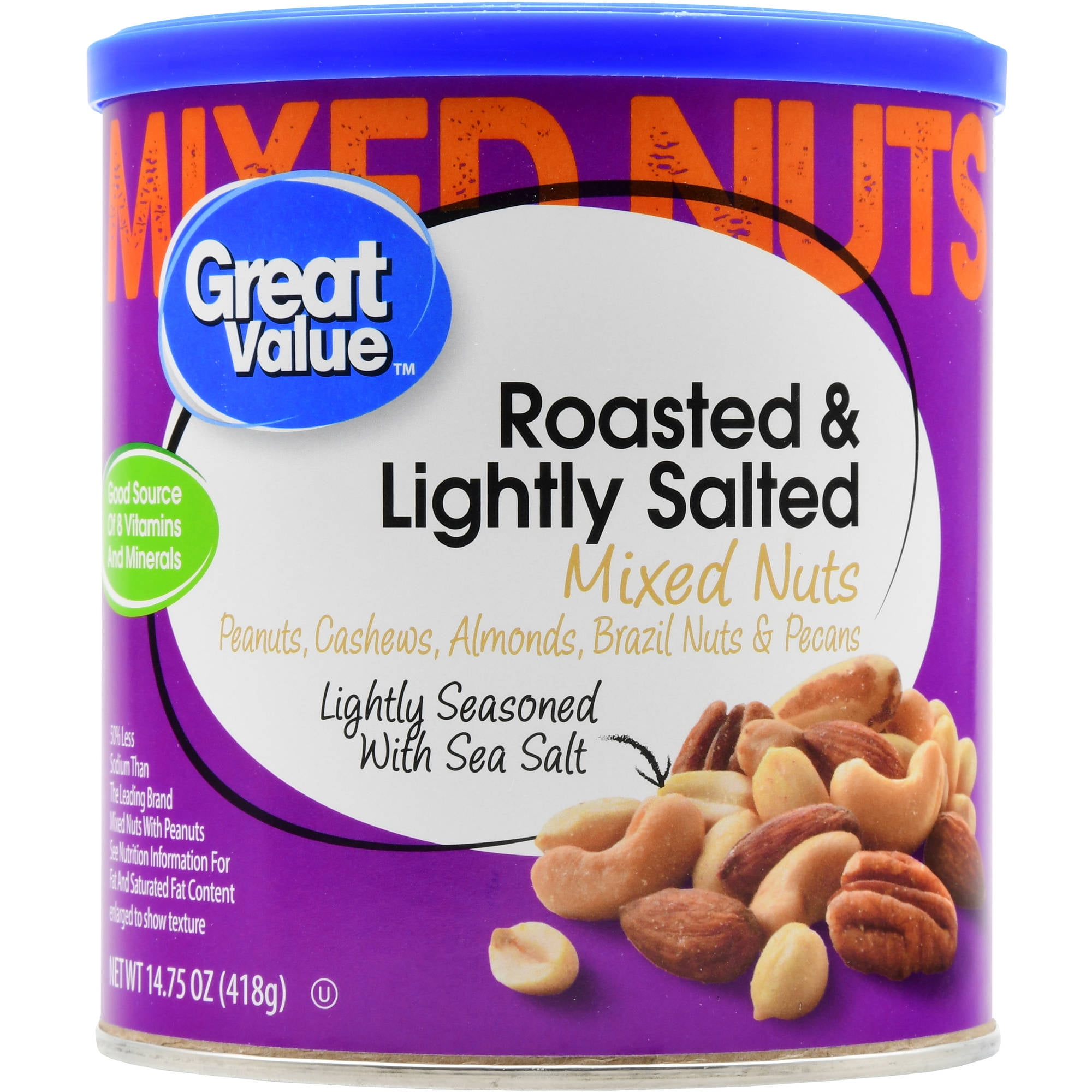 Great Value Roasted & Lightly Salted Mixed Nuts, 14.75 oz