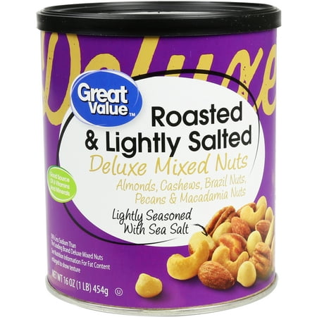 Great Value Roasted & Lightly Salted with Sea Salt Deluxe Mixed Nuts, 16 oz