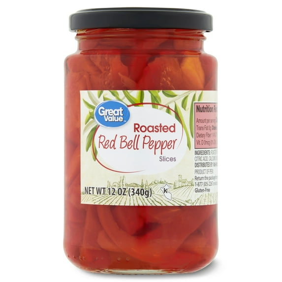 Great Value Roasted Red Bell Pepper Slices, 12 oz