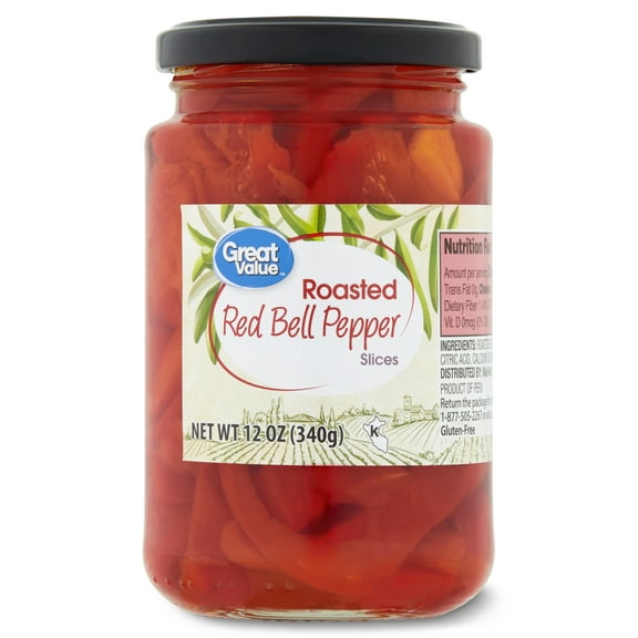 Great Value Roasted Red Bell Pepper Slices, 12 oz