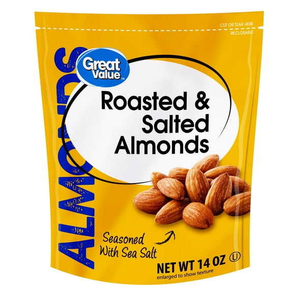 Great Value Roasted & Salted Almonds, 14 oz