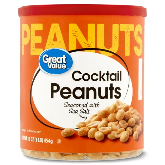 Great Value Roasted & Salted Cocktail Peanuts, 16 oz