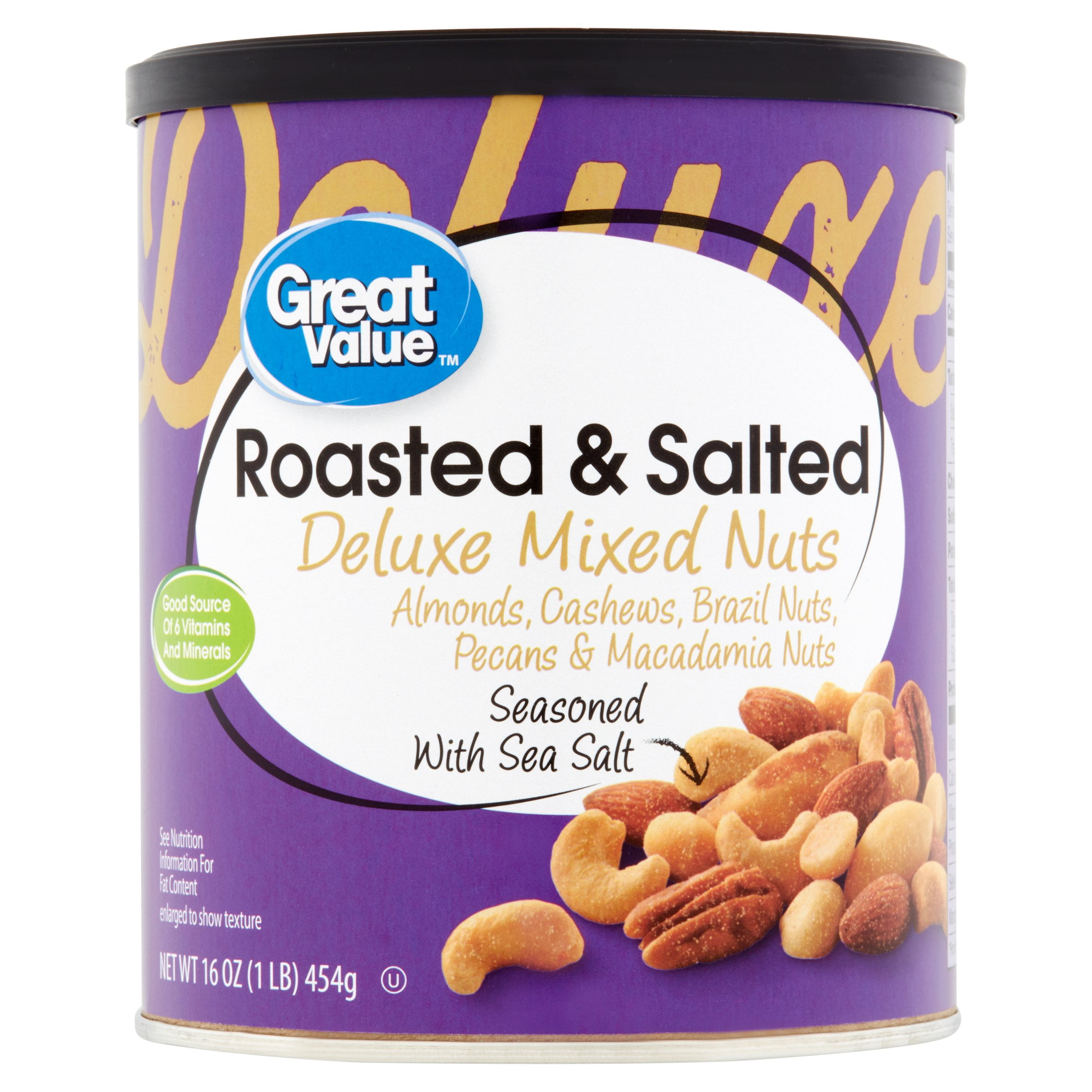 Great Value Roasted & Salted Deluxe Mixed Nuts, 16 Oz.