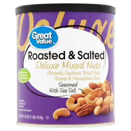 Great Value Roasted & Salted Deluxe Mixed Nuts, 16 oz