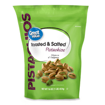 Great Value Roasted & Salted Pistachios, 16 oz Resealable Bag