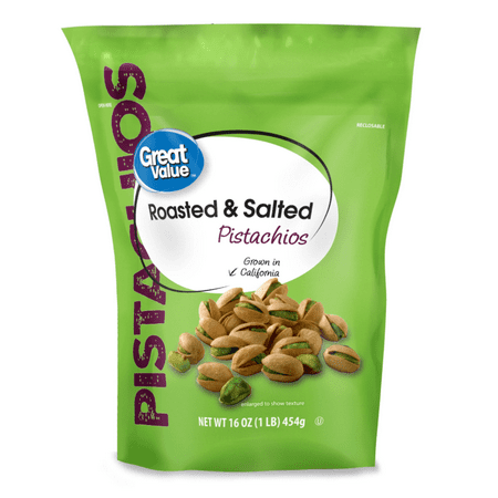 Great Value Roasted & Salted Pistachios, 16 oz Resealable Bag