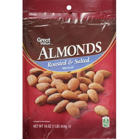 Great Value Roasted & Salted with Sea Salt Almonds, 16 oz