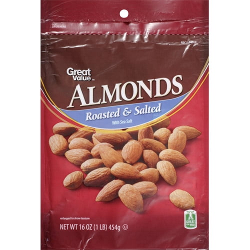 Great Value Roasted & Salted with Sea Salt Almonds, 16 oz