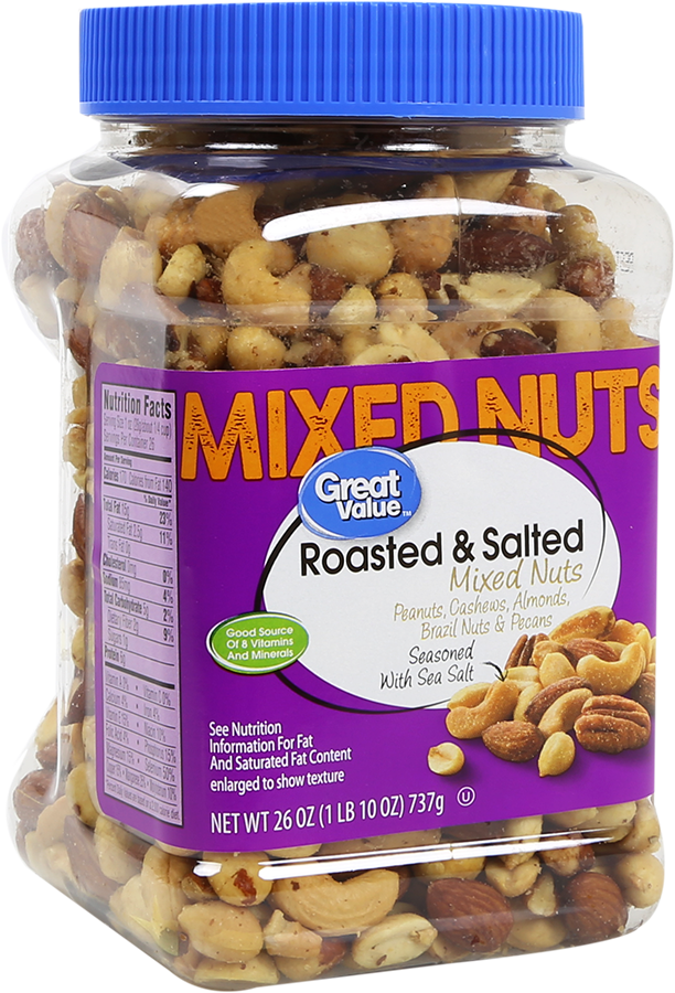 Great Value Roasted & Salted with Sea Salt Mixed Nuts, 26 Oz.