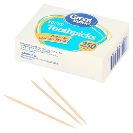 Great Value Round Toothpicks, 250 Count