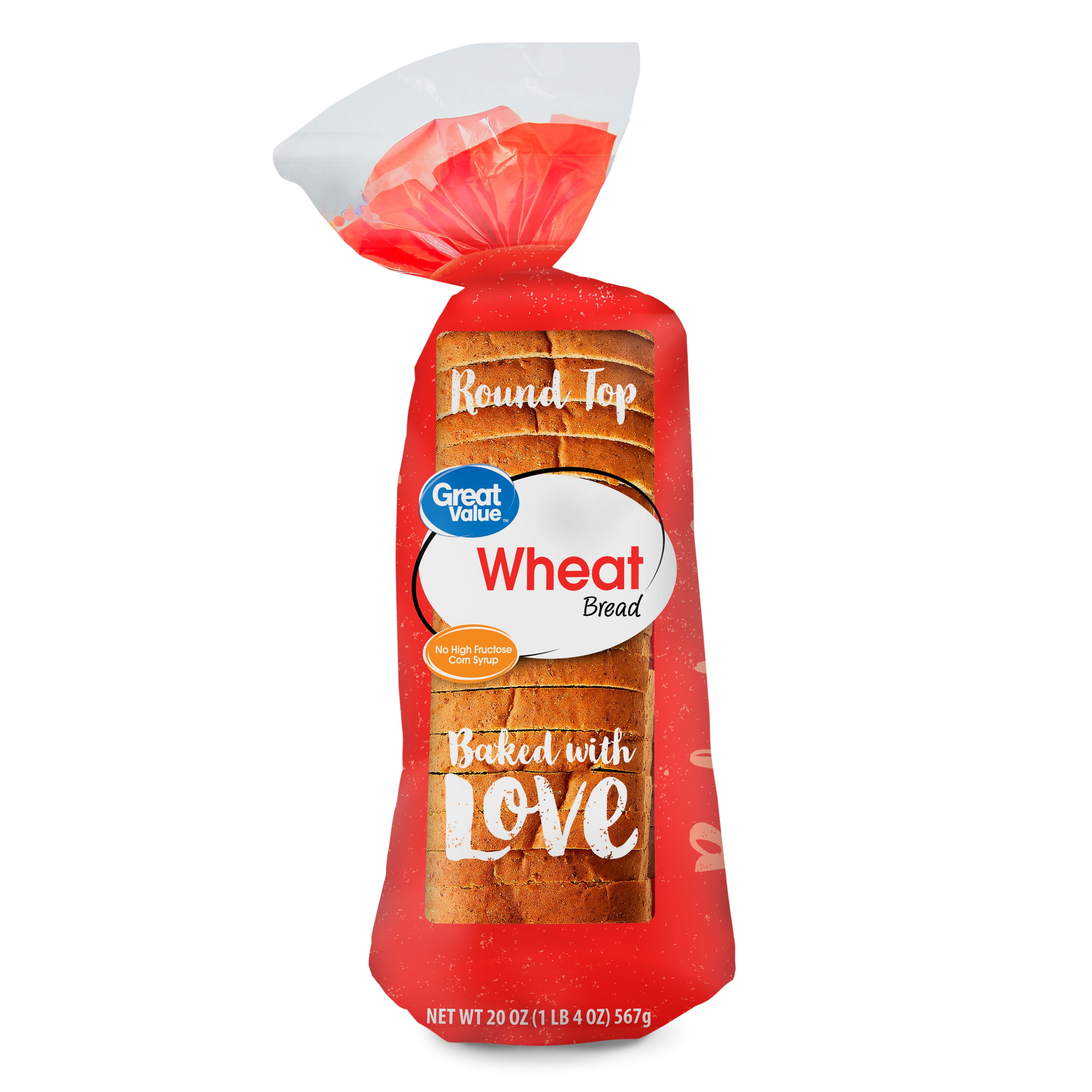 Great Value Round Top Wheat Bread, 20 oz