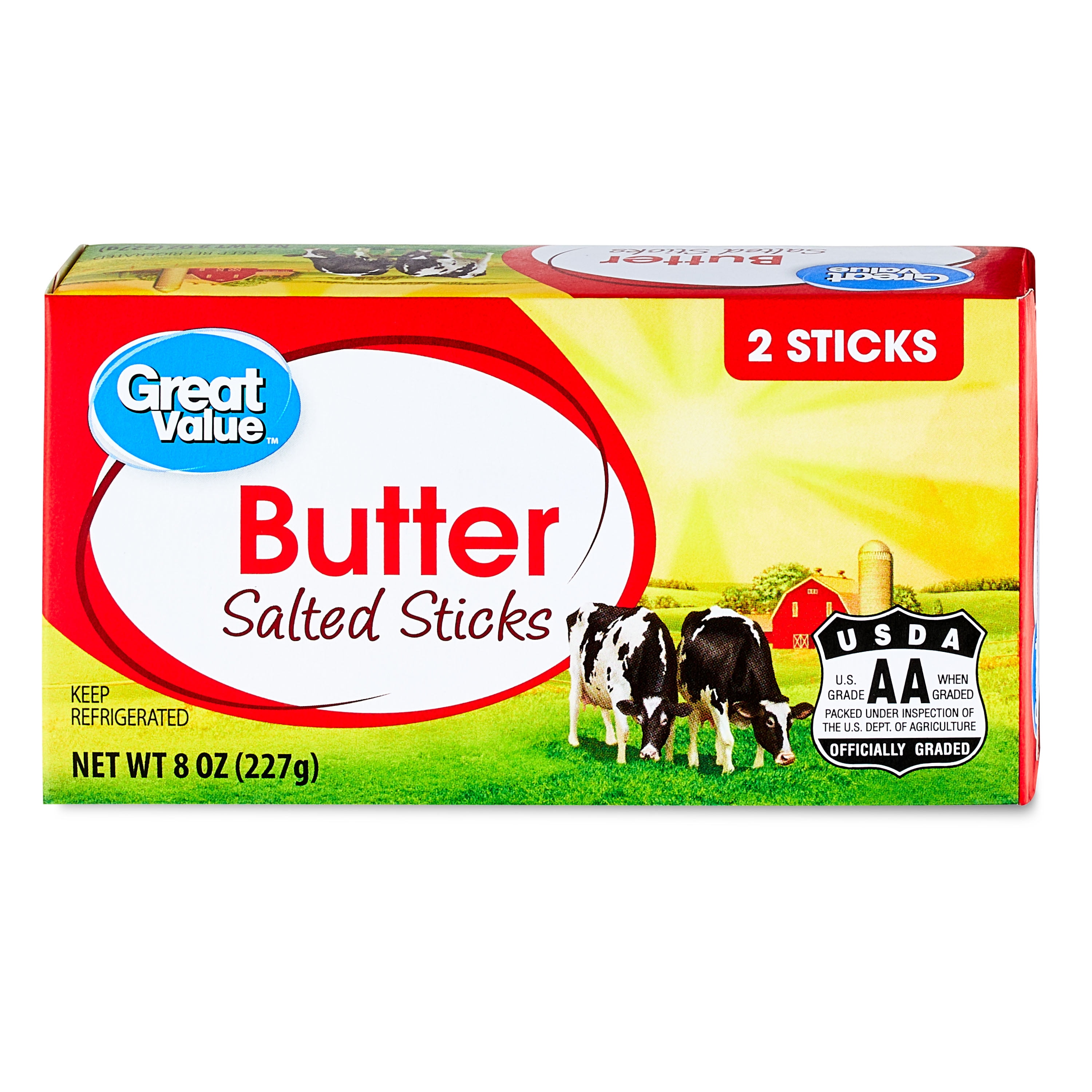 Great Value Salted Butter Sticks, 8 oz, 2 Sticks