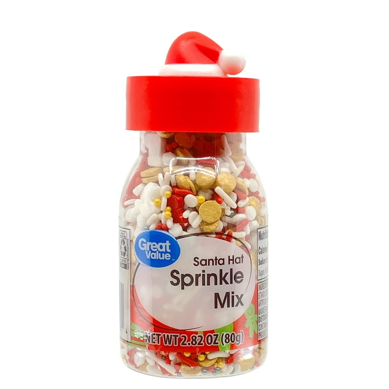 Great Value Santa Hat Holiday Red and Gold Dessert Sprinkles, 2.82 oz