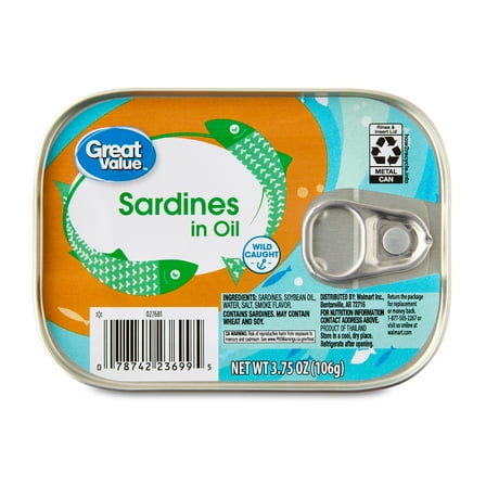 Great Value Sardines in Oil, 3.75 oz