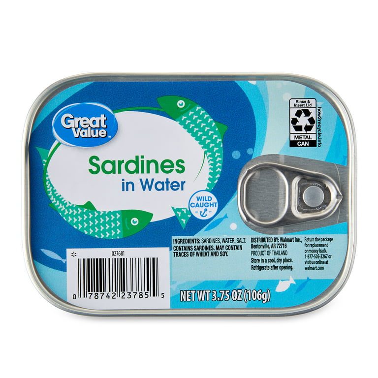 Great Value Sardines in Water, 3.75 oz