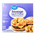 thumbnail image 1 of Great Value Sausage Egg and Cheese Croissant Sandwiches, 35.2 oz, 8 Count (Frozen), 1 of 9