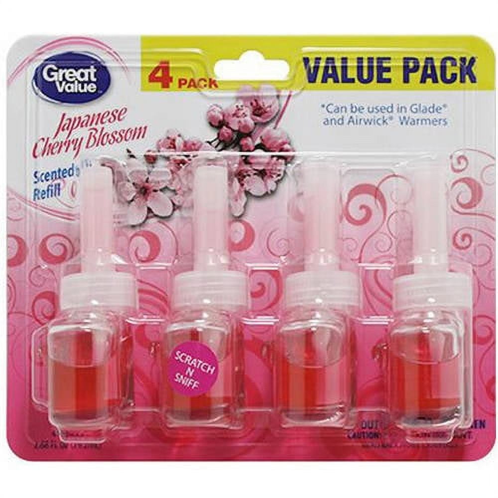 Great Value Scented Oil Refill, Japanese Cherry Blossom, 4 Count