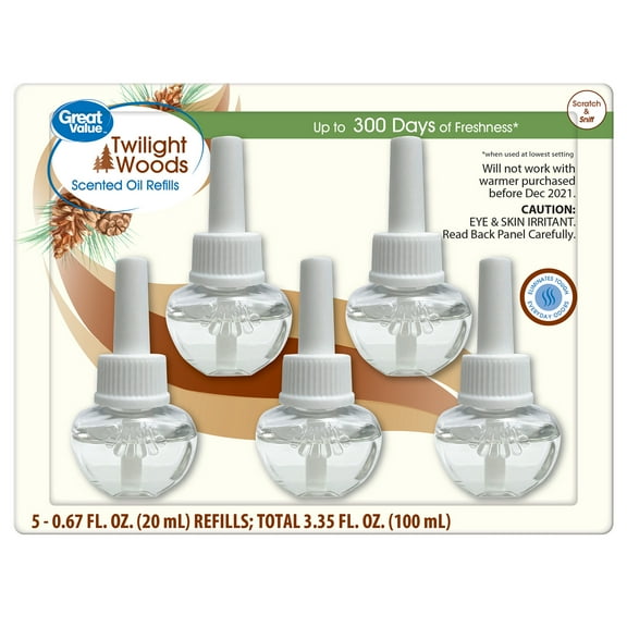 Great Value Twilight Woods Plug-In Air Freshener Refills, 5 Count, Up to 300 Days of Freshness