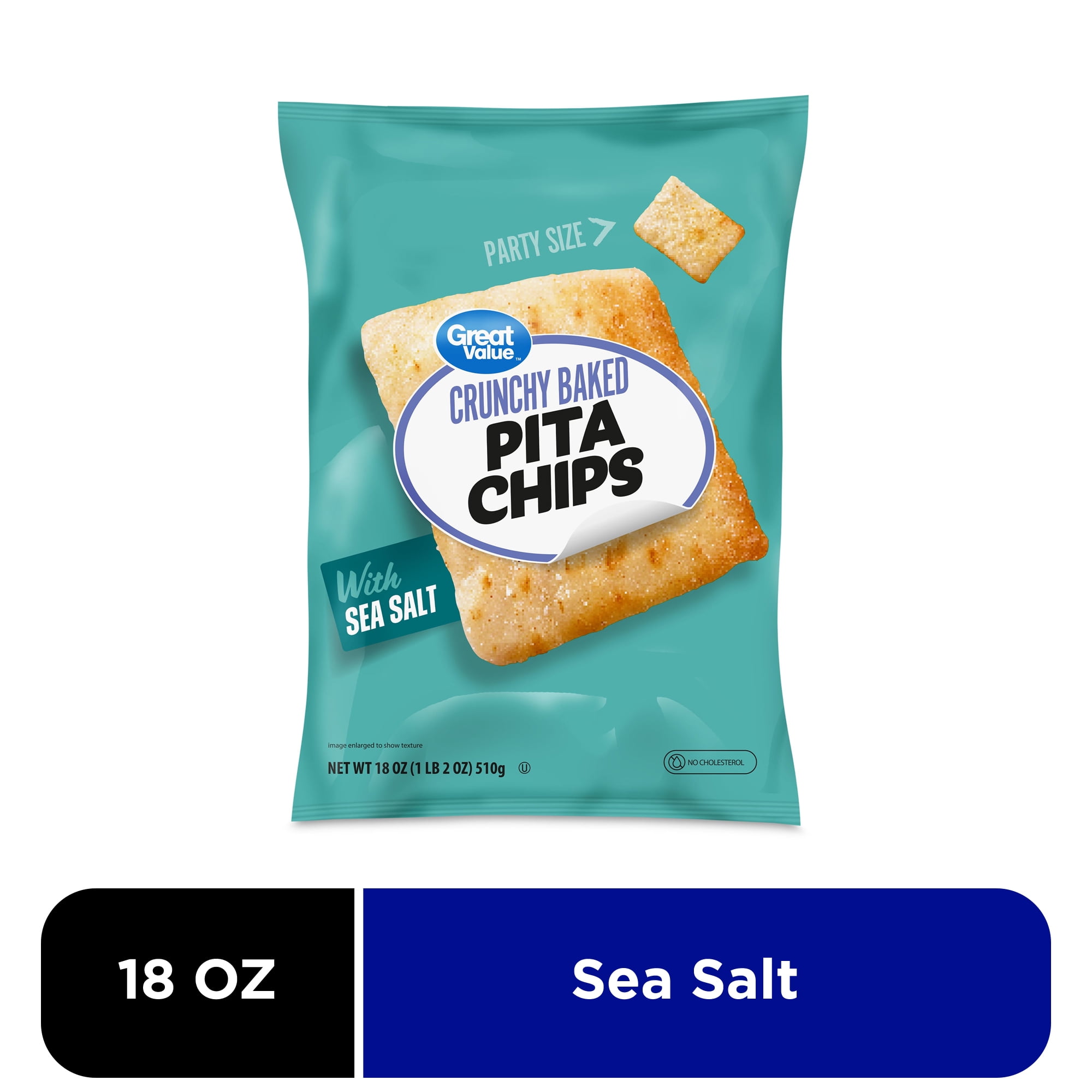 Great Value Sea Salt Pita Chips Party Size, 18 oz
