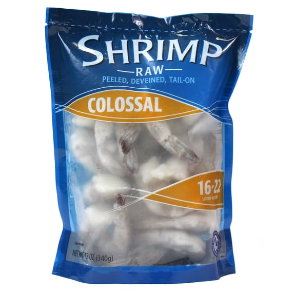 Great Value Seafood Frozen 16/22 Raw P&d Tail-on Shrimp, Bag