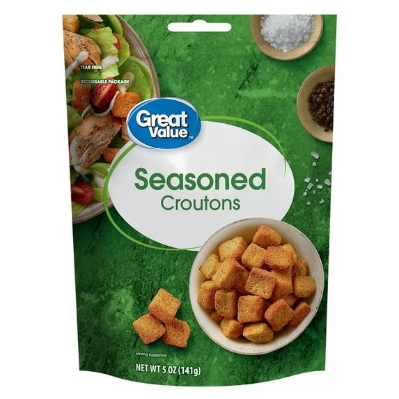 Great Value Seasoned Croutons, Baked and Seasoned, 5 oz Resealable Bag