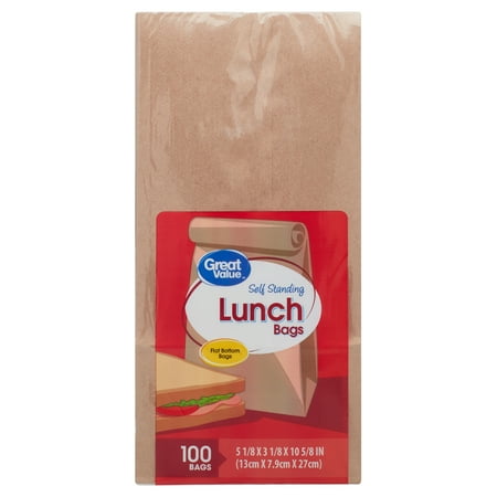 Great Value Self Standing Lunch Bags, 100 Count