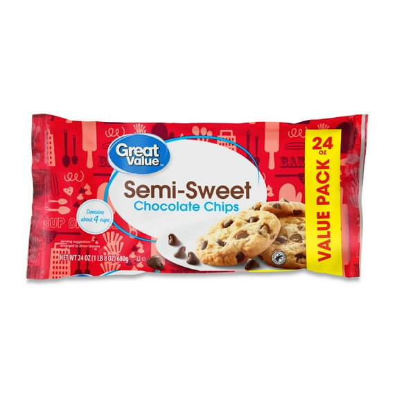 Great Value Semi-Sweet Chocolate Chips, 24 oz Bag