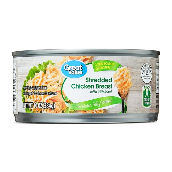 Great Value Shredded Chicken Breast with Rib Meat, 10 oz Can
