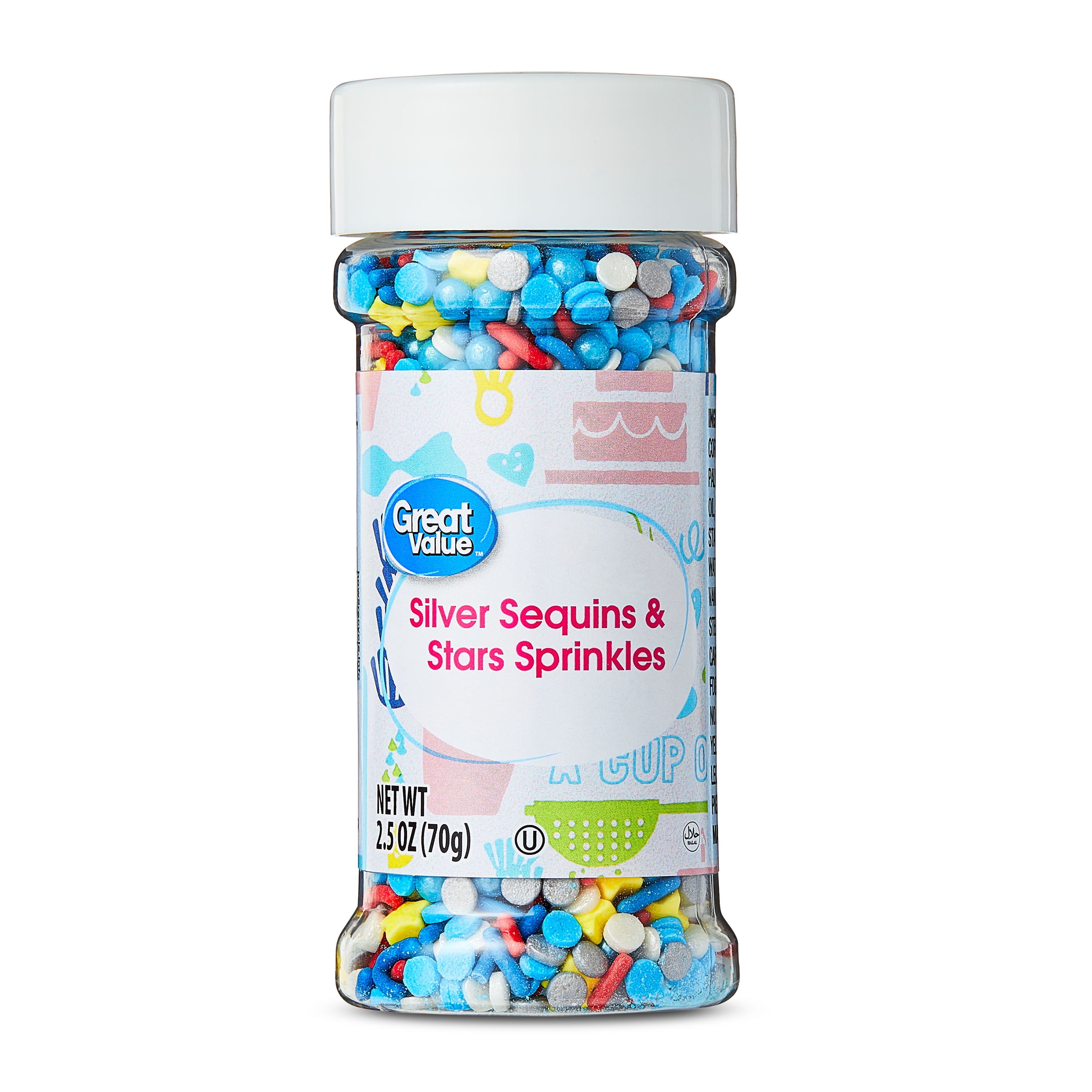 Great Value Silver Sequins & Stars Sprinkles, 2.5 oz