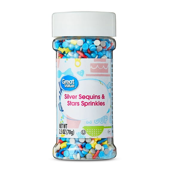Great Value Silver Sequins & Stars Sprinkles, 2.5 oz