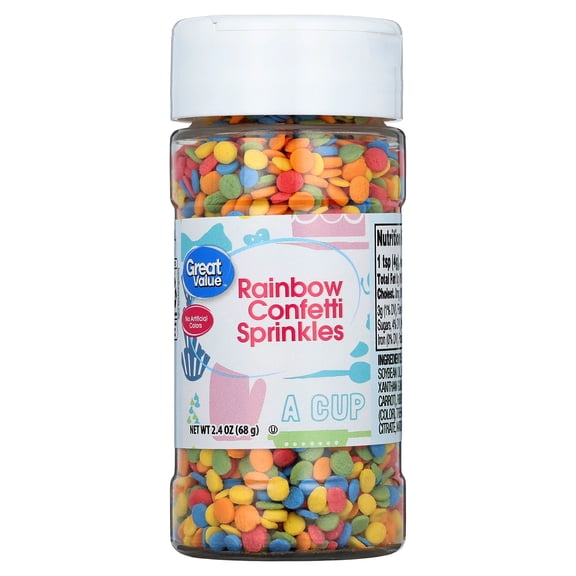 Great Value Rainbow Confetti Decorating Sprinkles, 2.4 oz