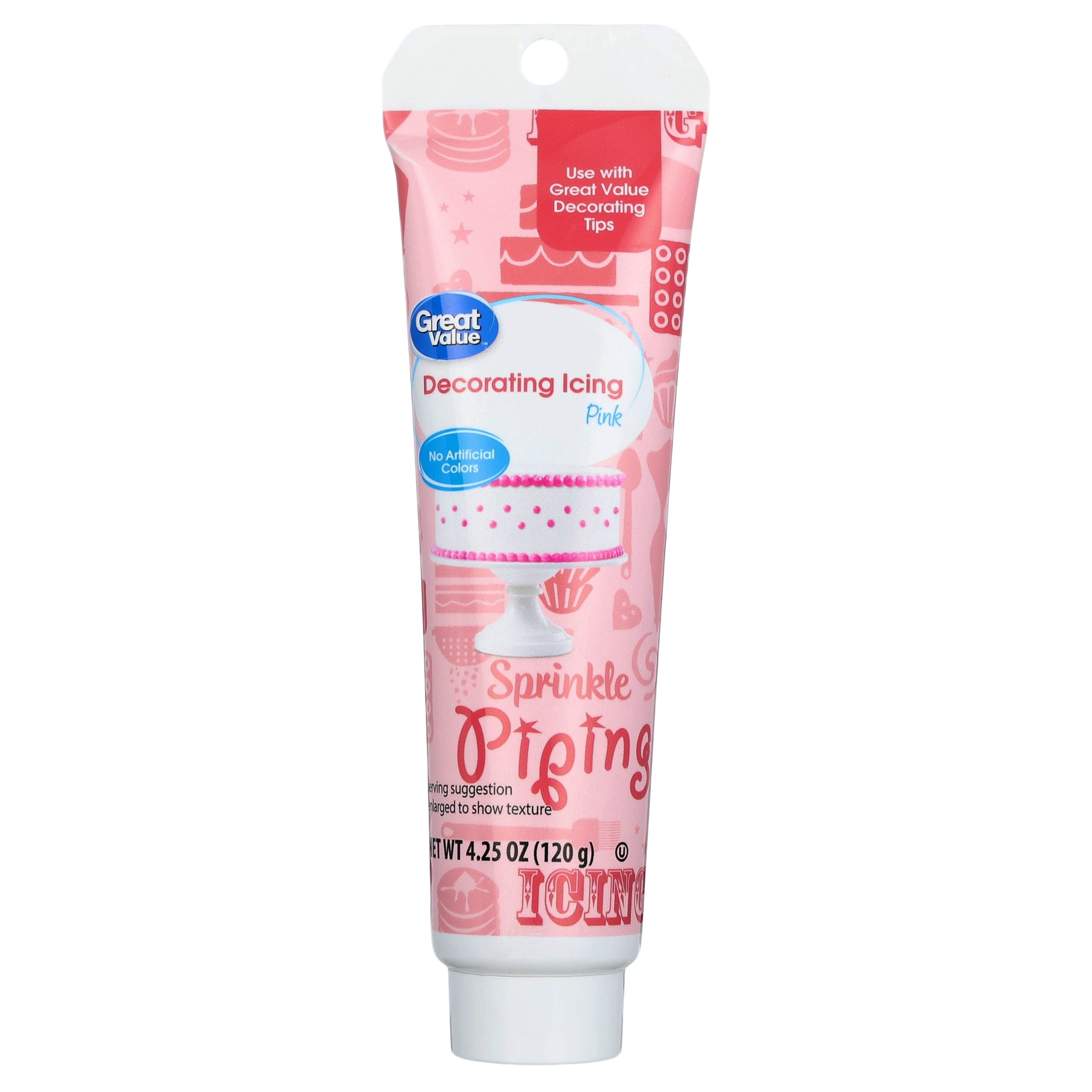 Great Value Decorating Icing, Pink, 4.25 oz