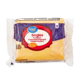 Great Value Individually Plastic Wrapped Singles American Cheese Product, 12 oz, 16 Slices