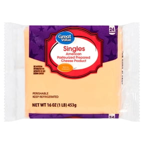 Great Value Individually Plastic Wrapped Singles American Cheese Product, 16 oz, 24 Slices