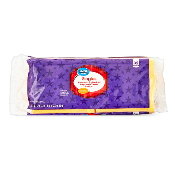 Great Value Singles American Pasteurized Prepared Cheese Product, 24 oz