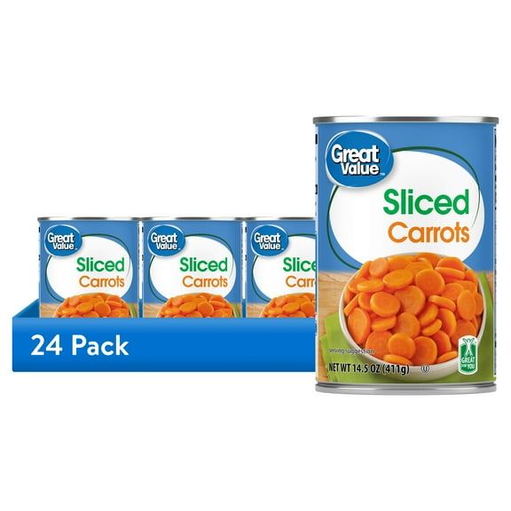 (24 pack) Great Value Sliced Carrots, Canned Carrots, 14.5 oz Can