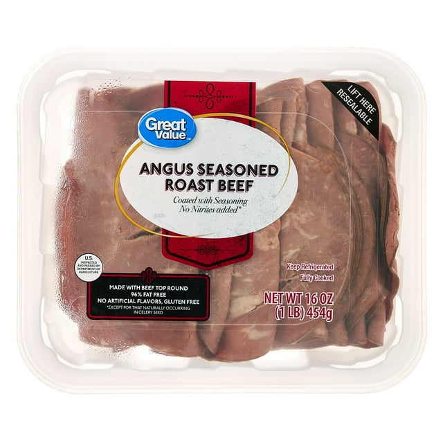 Great Value Sliced Deli Angus Seasoned Roast Beef, 16 oz