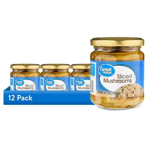 (12 pack) Great Value Sliced Mushrooms, 4.5 oz