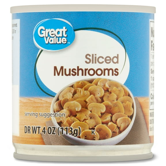 Great Value Sliced Mushrooms, 4 oz