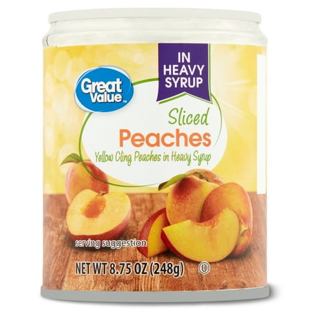 Great Value Sliced Peaches in Heavy Syrup, 8.75 oz