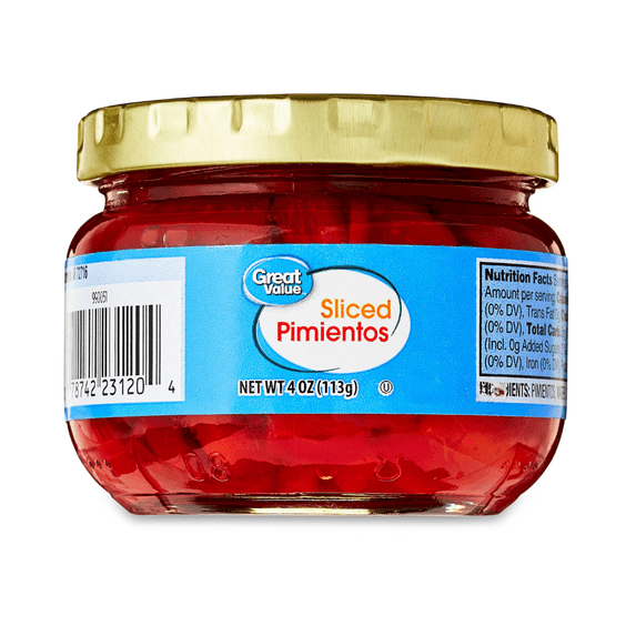 Great Value Sliced Pimientos, 4 oz Jar