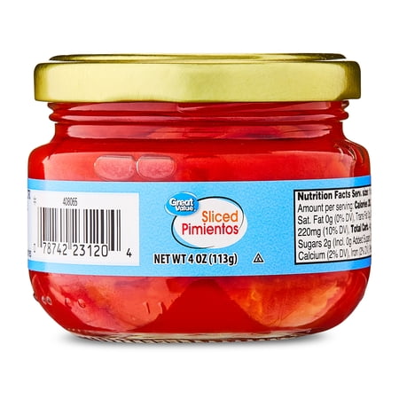 Great Value Sliced Pimientos, 4 oz Jar