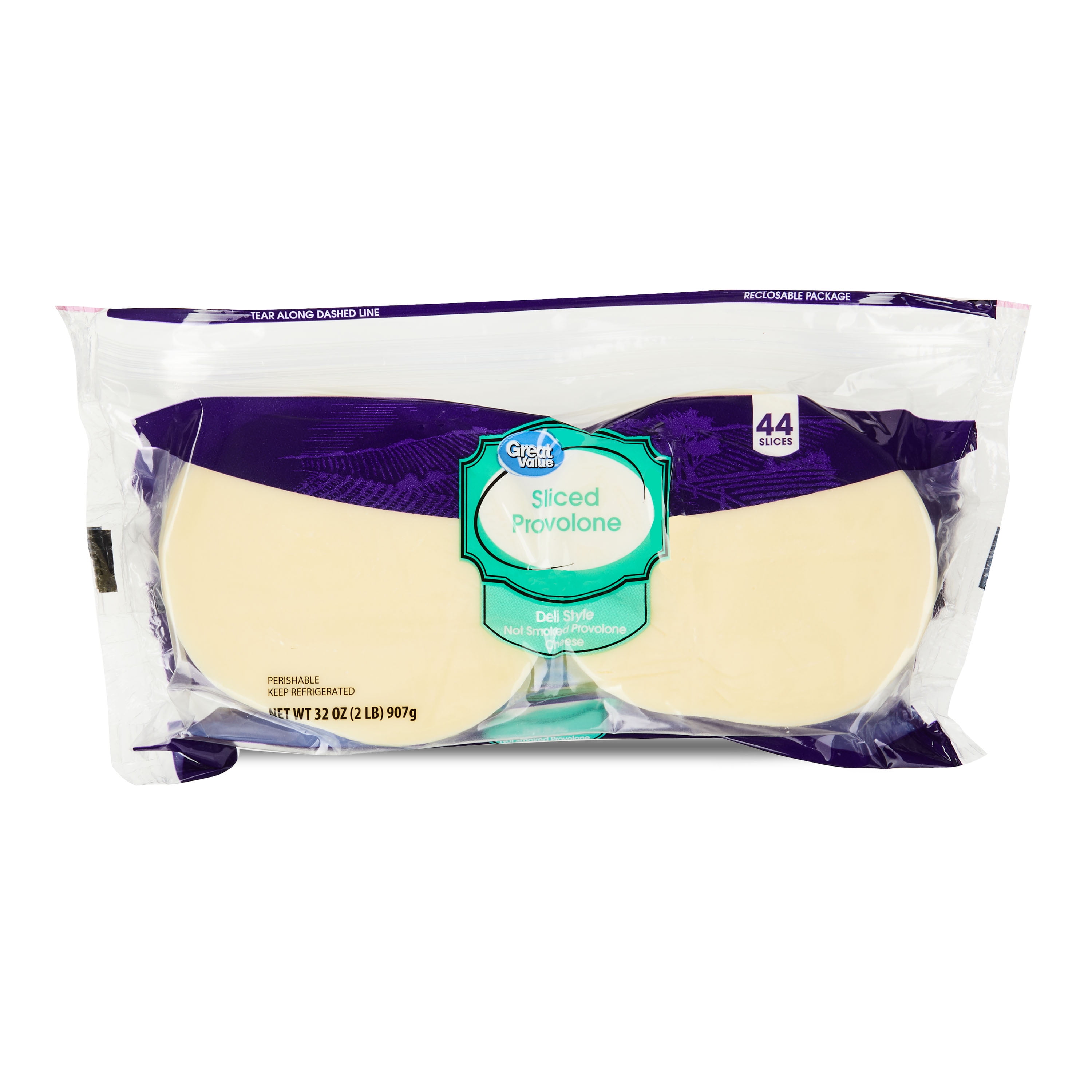 Great Value Sliced Provolone Cheese, 32 oz, 44 Count