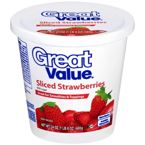Great Value Sliced Strawberries with Sugar, 24 oz (Frozen)