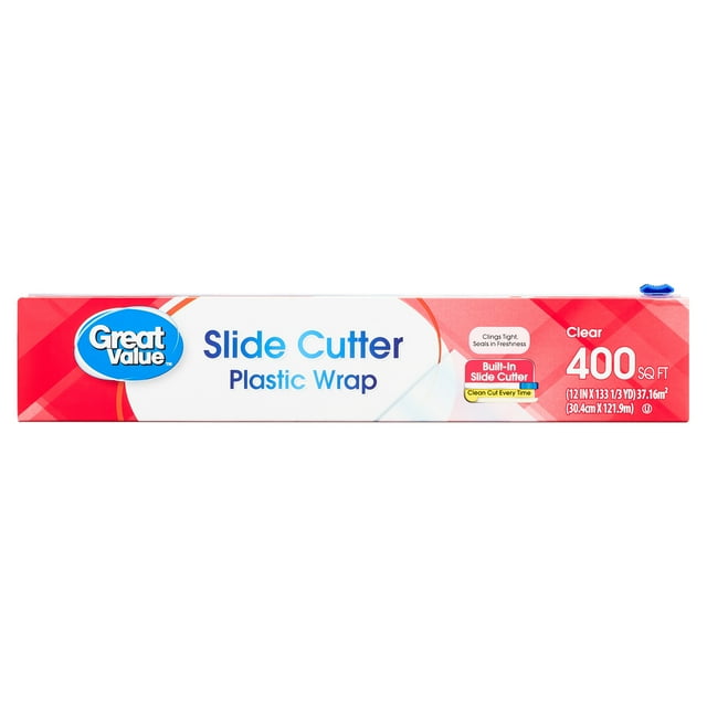 Great Value Slide Cutter Plastic Wrap, 400 sq ft