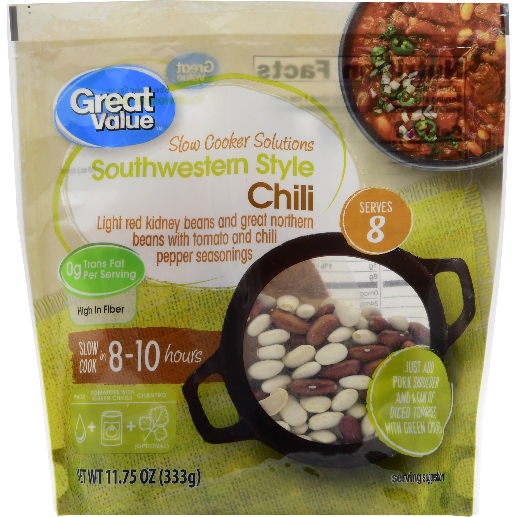 Great Value Slow Cooker Solutions, Southwestern Style Chili, 11.75 oz