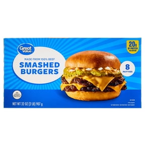 Great Value Smashed Burgers, 2 lbs (Frozen)