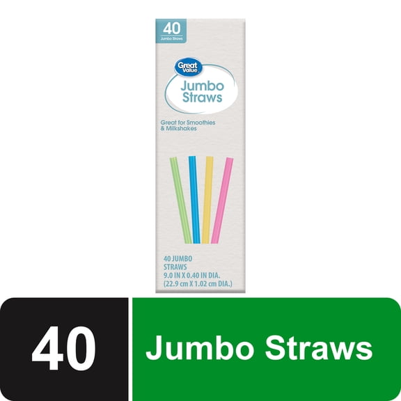 Great Value Assorted Color Smoothie Straws, 40 Count