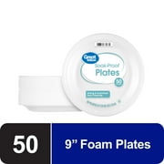 Great Value Soak-Proof Disposable Round Foam Plates, 9 in, 50 Count