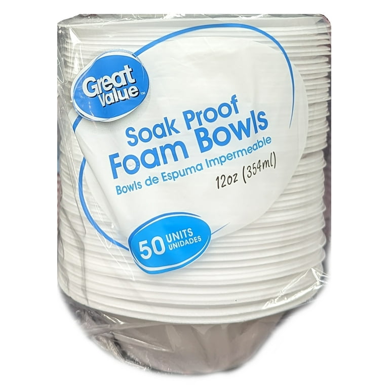 Great Value Soak-Proof Foam Bowls, 30 CT 